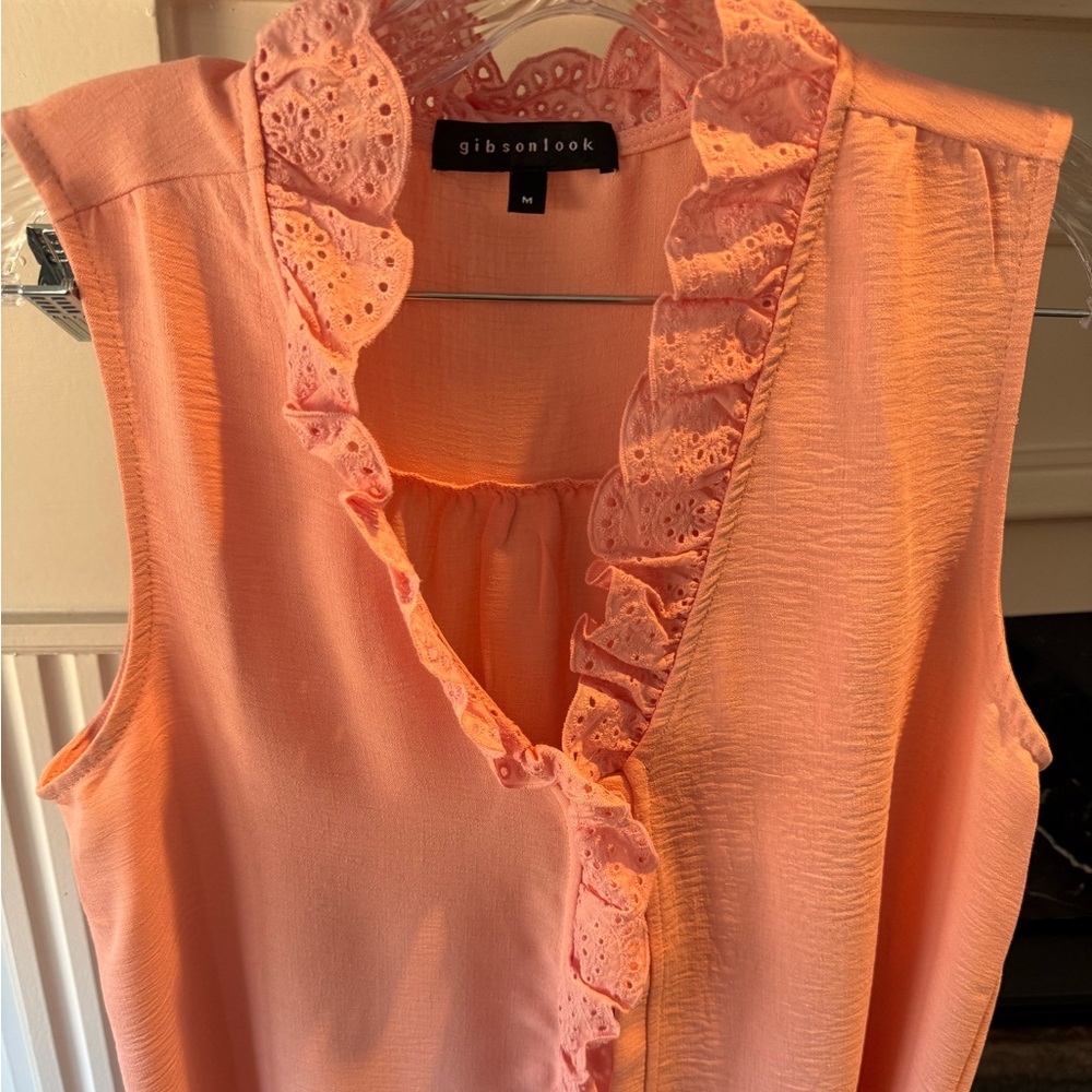 Gibsonlook Women's Pink Ruffle Blouse